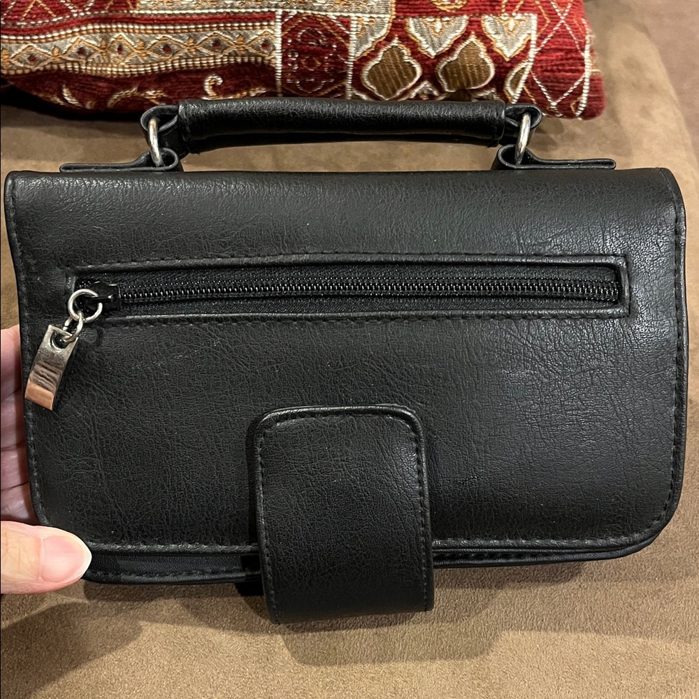 Black Faux Leather Clutch with Handle